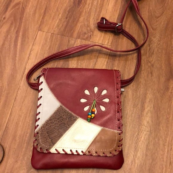 Stylish Red and Brown Crossbody Bag - Picture 1 of 1